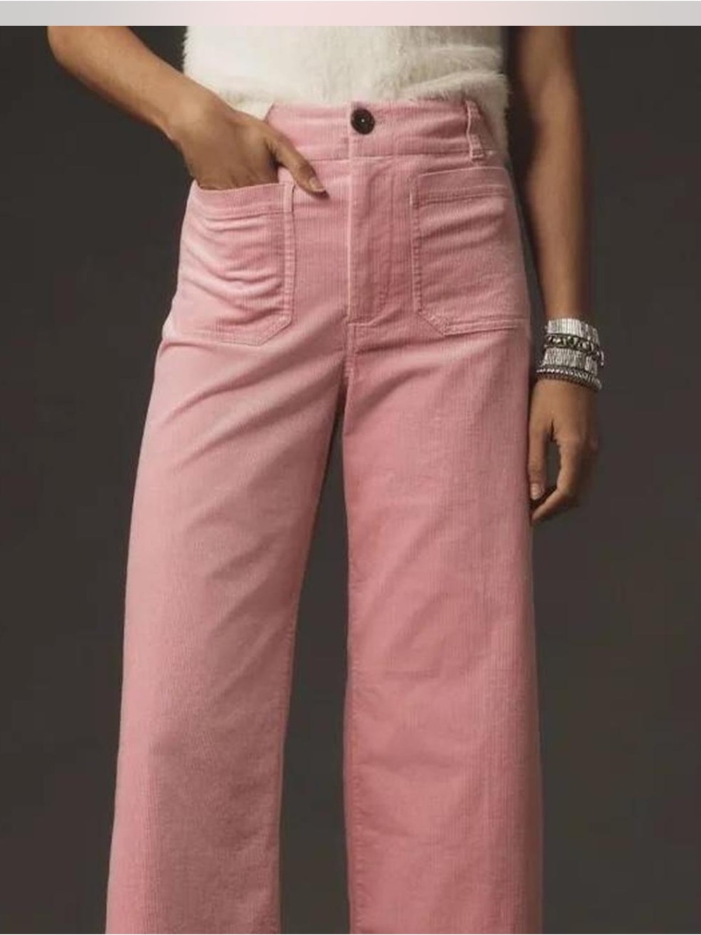 Anthropologie Rose Pink Wide-Leg Corduroy Jeans
